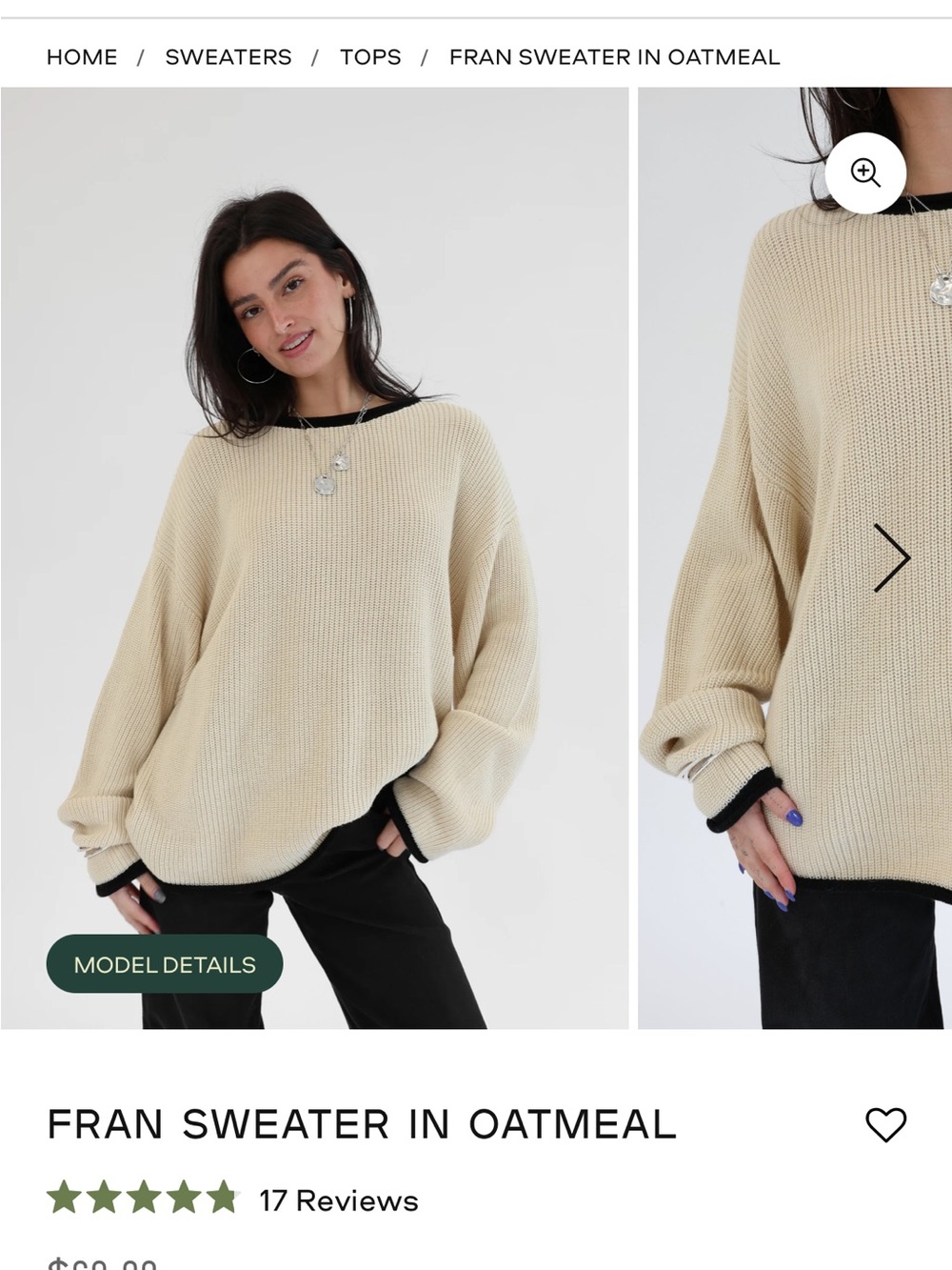 Fran Relaxed Crewneck Sweater in Oatmeal